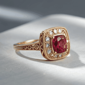 Vintage Filigree Emerald Ring in 14k Yellow Gold